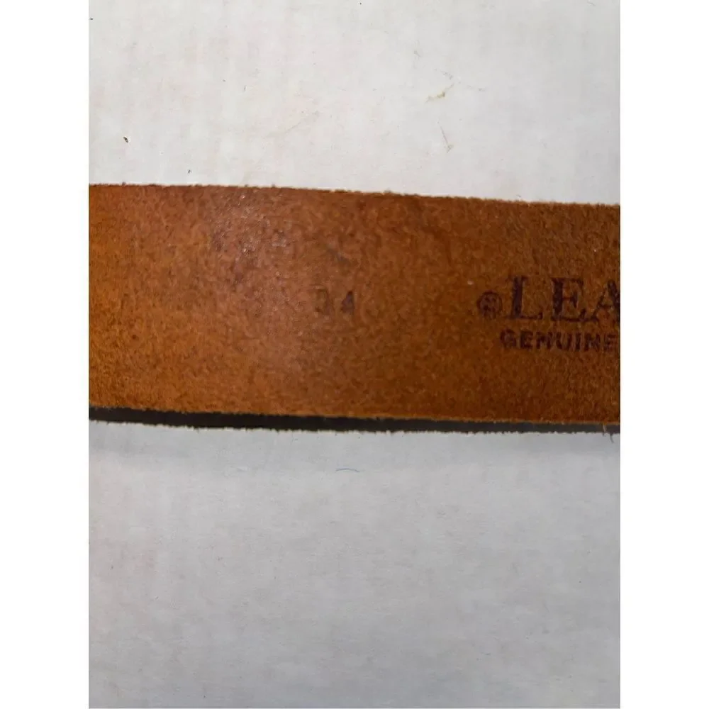 Women's Leather Rock‎ Belt Size34 Genuine Leather Brass Buckle And Accents
